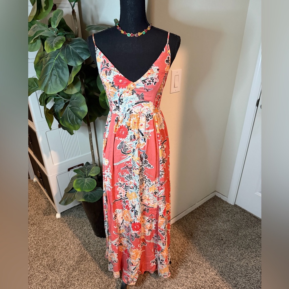 Anthropologie Dresses | Free People Coral Floral Maxi Dress